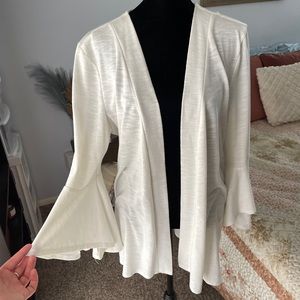 White Cardigan With Flare Sleeves